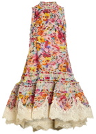 Zimmermann Luna Floral-print Linen and Silk-blend Mini Dress Multicoloured