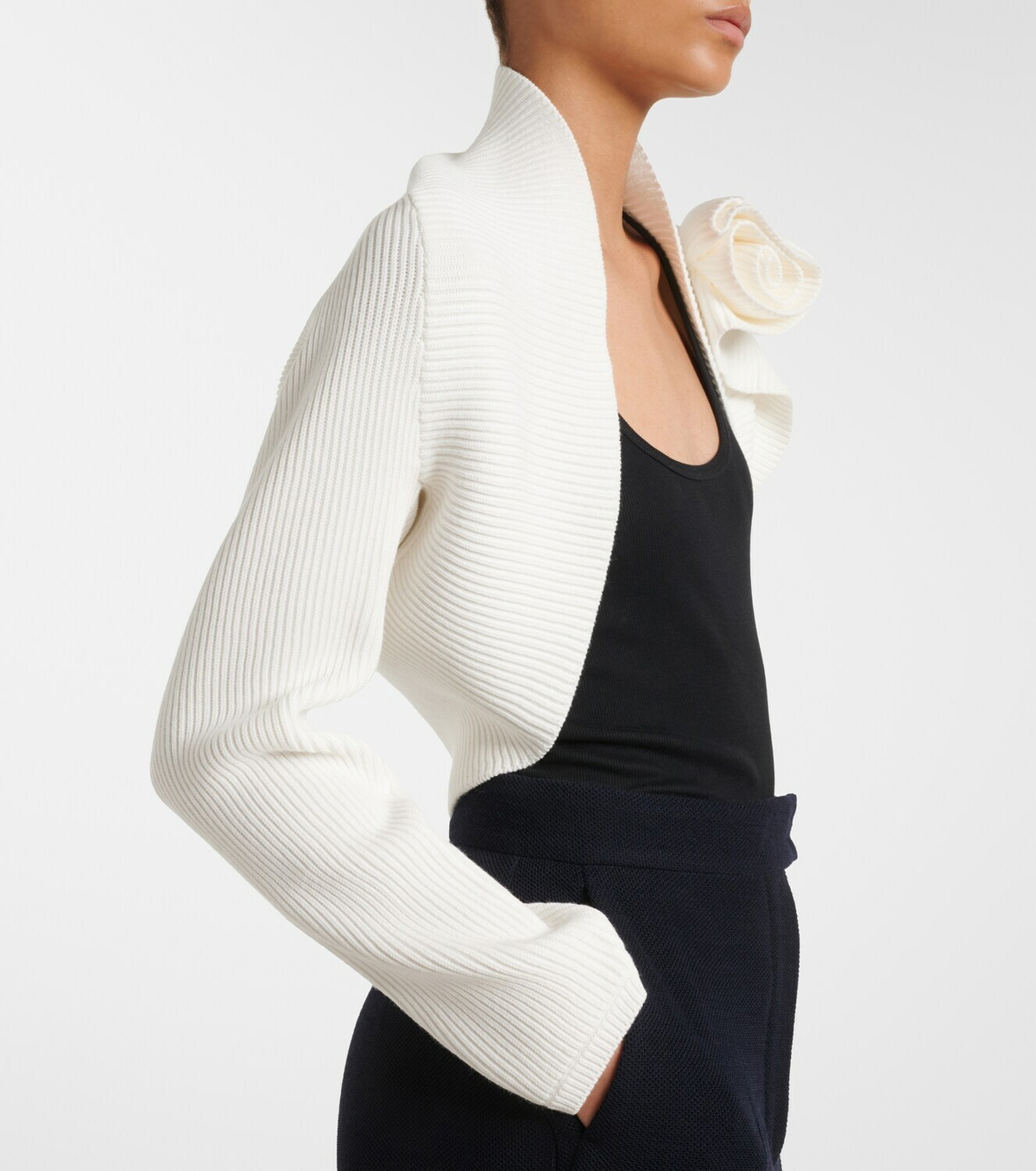Max Mara Knitted floral-appliqué shrug