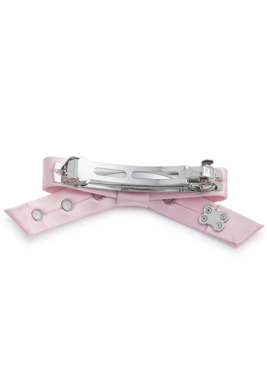 Ganni Bow Eyelet-embellished Satin Hair Clip - Pink - One Size