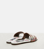 Dolce&Gabbana Floral leather-trimmed slides