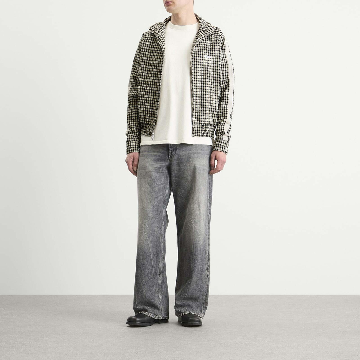 Rhude Men's Gingham Hamptons Track Jacket in White/Black
