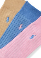 Polo Ralph Lauren Logo-embroidered Cotton-blend Socks set of Three Multicoloured