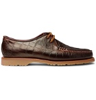 Noah - Sperry The Captain's Oxford Croc-Effect Leather Loafers - Brown