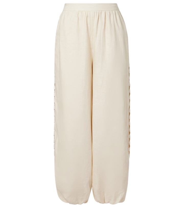 Photo: Simkhai Lace-trimmed linen-blend straight pants