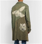 Greg Lauren - Embroidered Appliquéd Panelled Wool-Blend Coat - Green