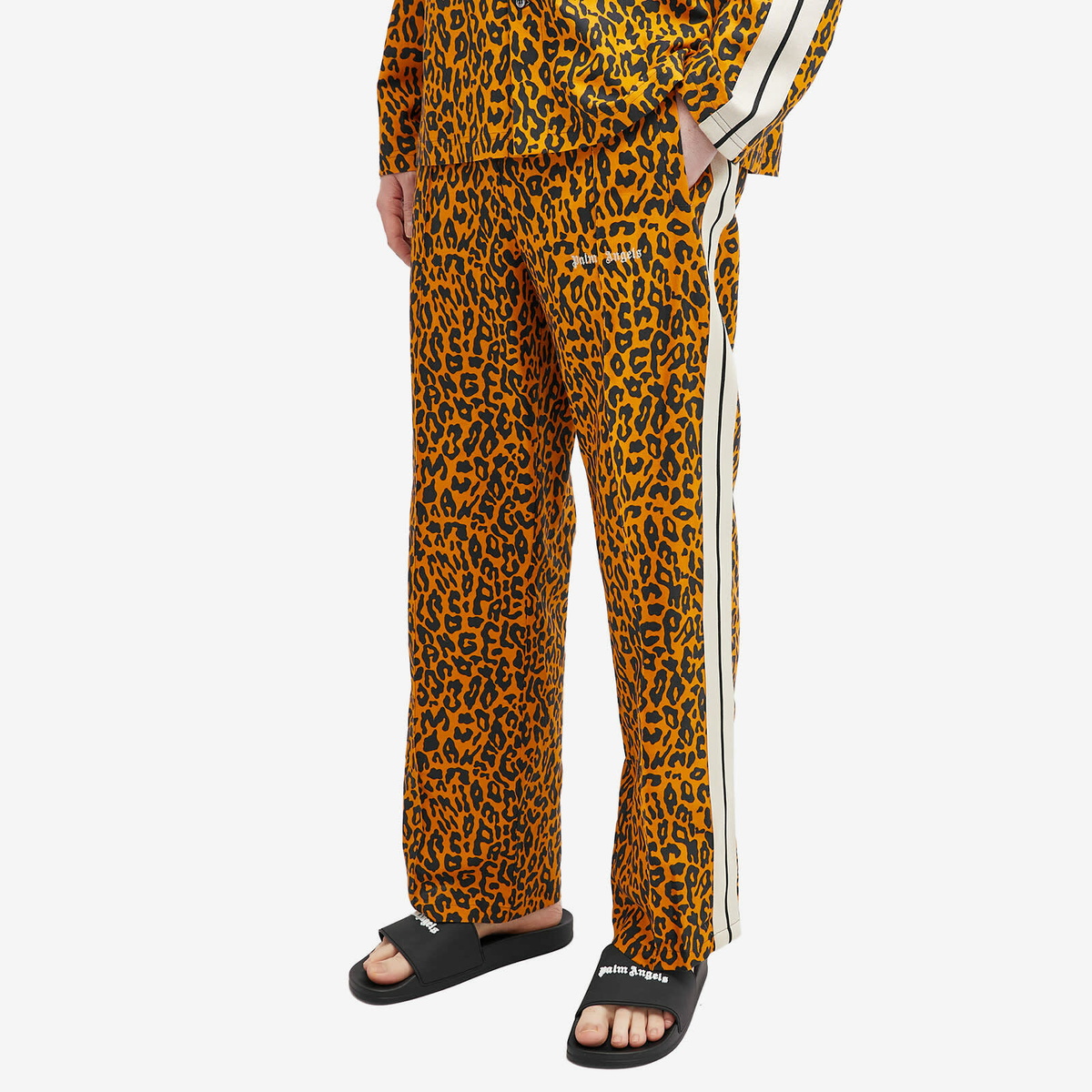 Palm Angels Men's Leopard Track Pants in Orange Palm Angels