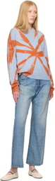 The Elder Statesman Blue & Orange Mythic Tranquility Crew Sweater