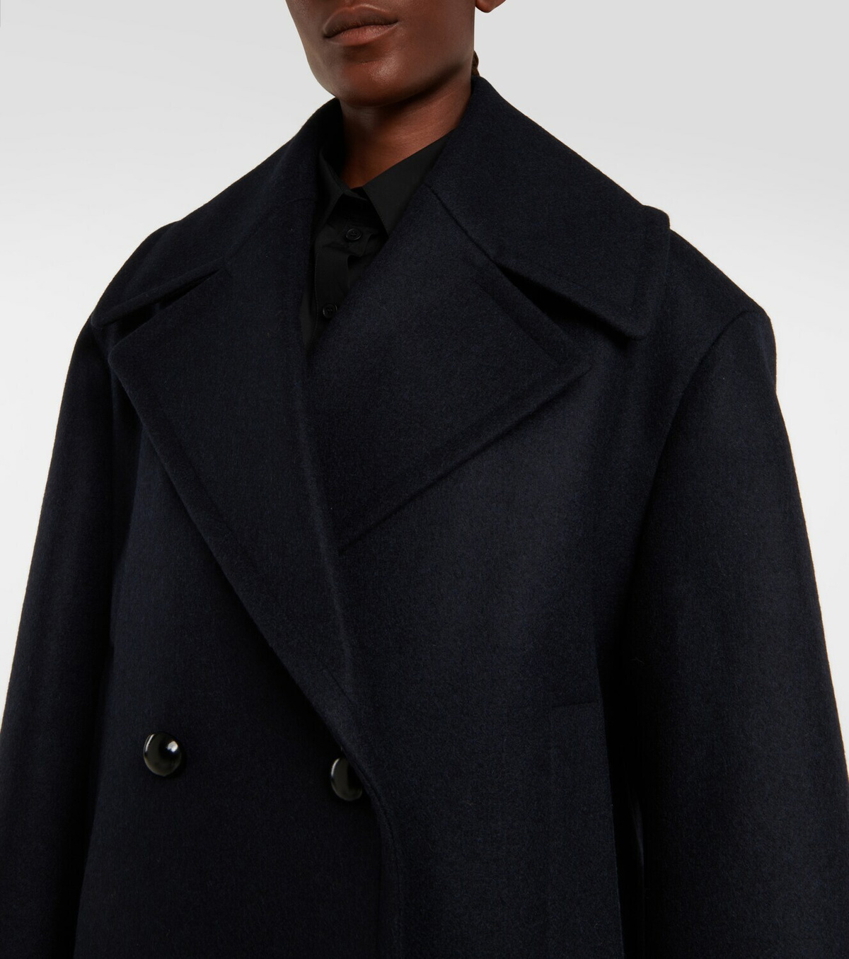 SALE【Alaia】ダブルブレスト ストレートフィット ピーコート Alaïa Double-breasted wool peacoat ALAÏA