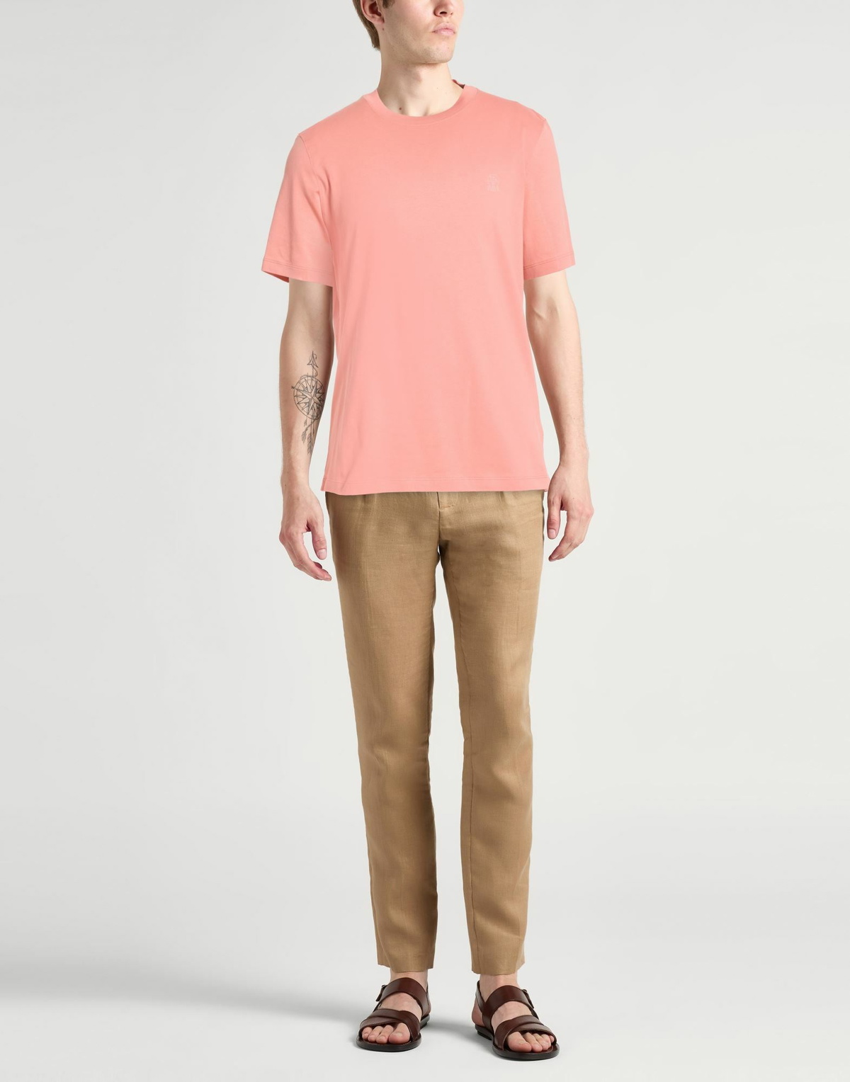 Brunello Cucinelli Mens T-shirt in Salmon pink