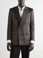 TOM FORD - Double-Breasted Polka-Dot Silk-Satin Tuxedo Jacket - Brown