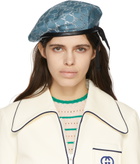 Gucci Blue Lamé GG Beret
