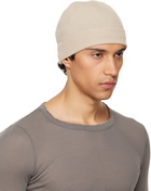 Rick Owens Beige Temple Ribbed Beanie