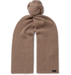 Brioni - Cable-Knit Wool and Cashmere-Blend Scarf - Brown
