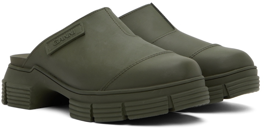 GANNI Khaki City Slippers