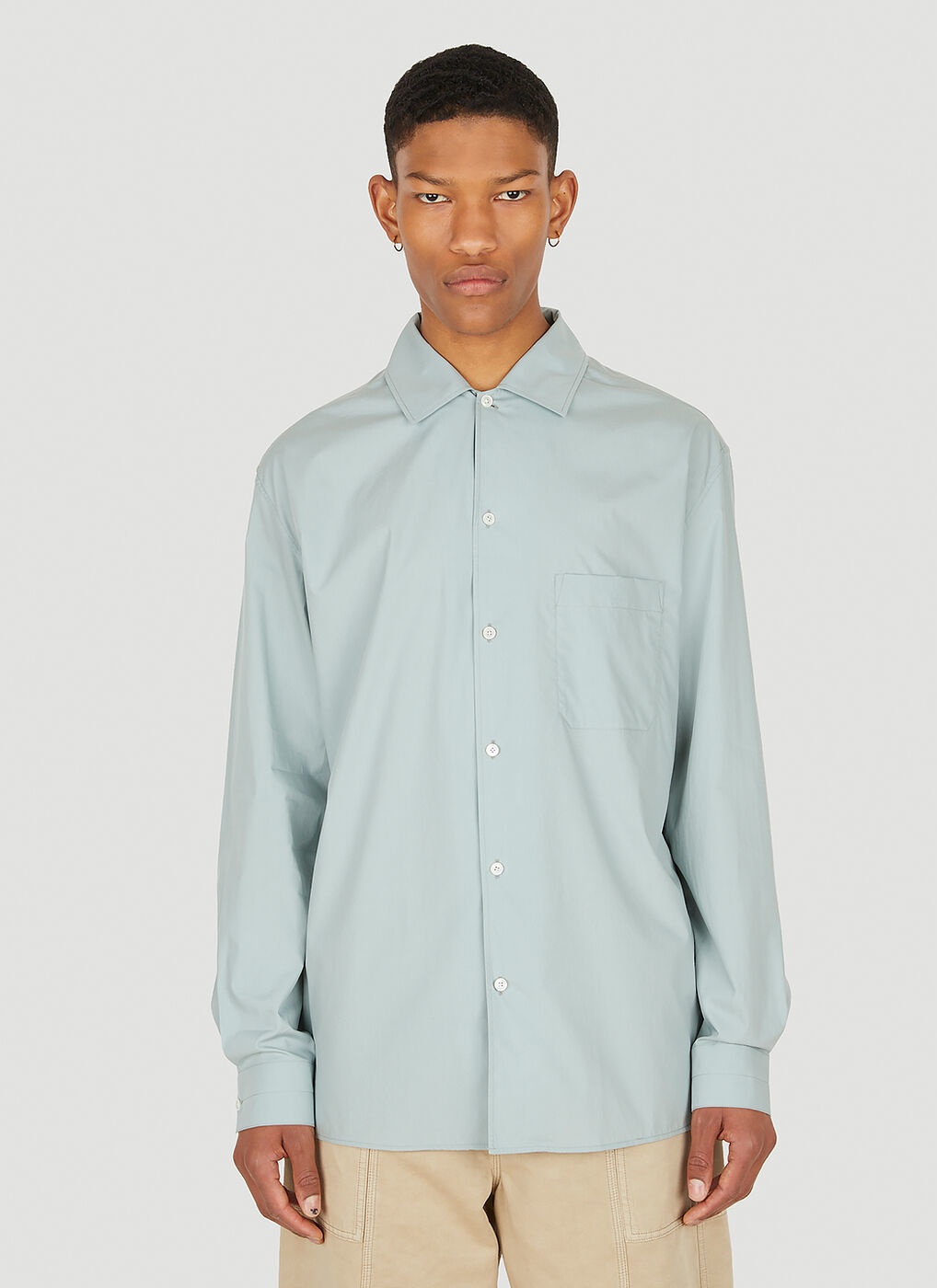 Convertible Collar Shirt in Light Blue Lemaire