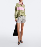 Versace Striped oversized cotton jersey polo shirt