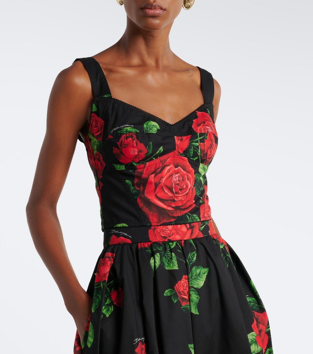 Dolce&Gabbana Floral cotton-blend bustier
