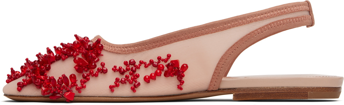 Dries Van Noten Pink Slingback Embellished Mesh Flats