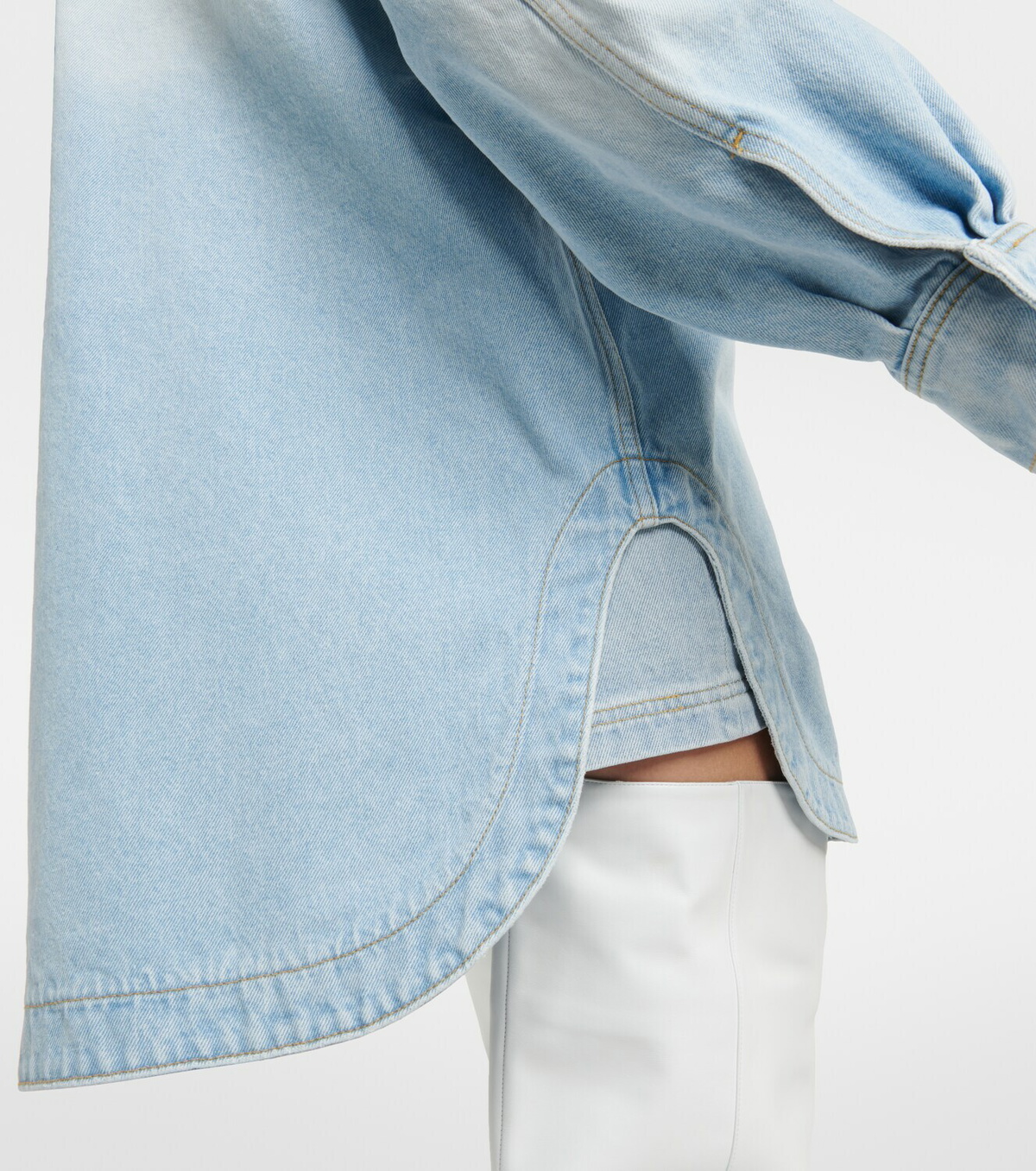 Tシャツ・カットソー THE ATTICO Denim oversize shirt (250WCB00068DDD085SS 024) Blue Oversized Denim Shirt by The Attico on Sale