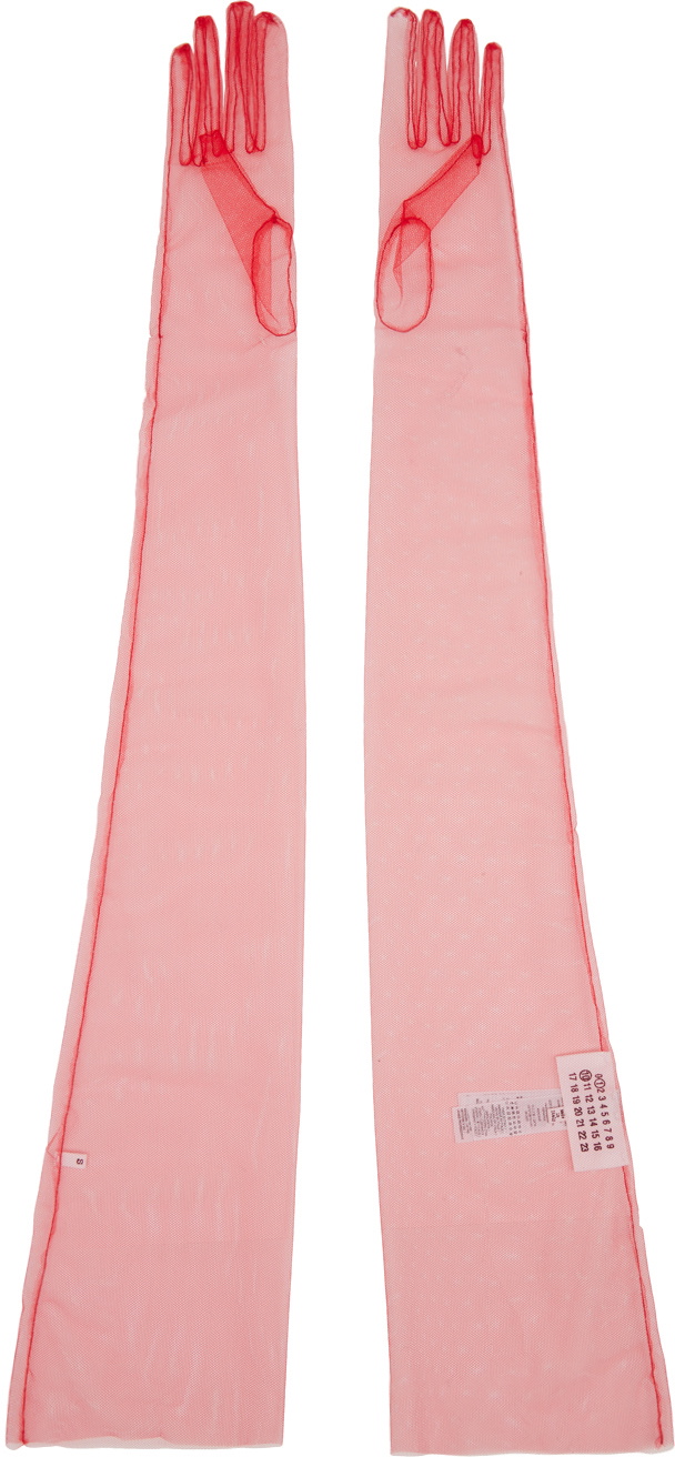 Maison Margiela Red Tulle Gloves