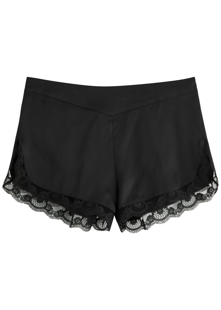 Simone PÉRÈLE Love Me Lace-trim Silk-satin Pyjama Shorts Black