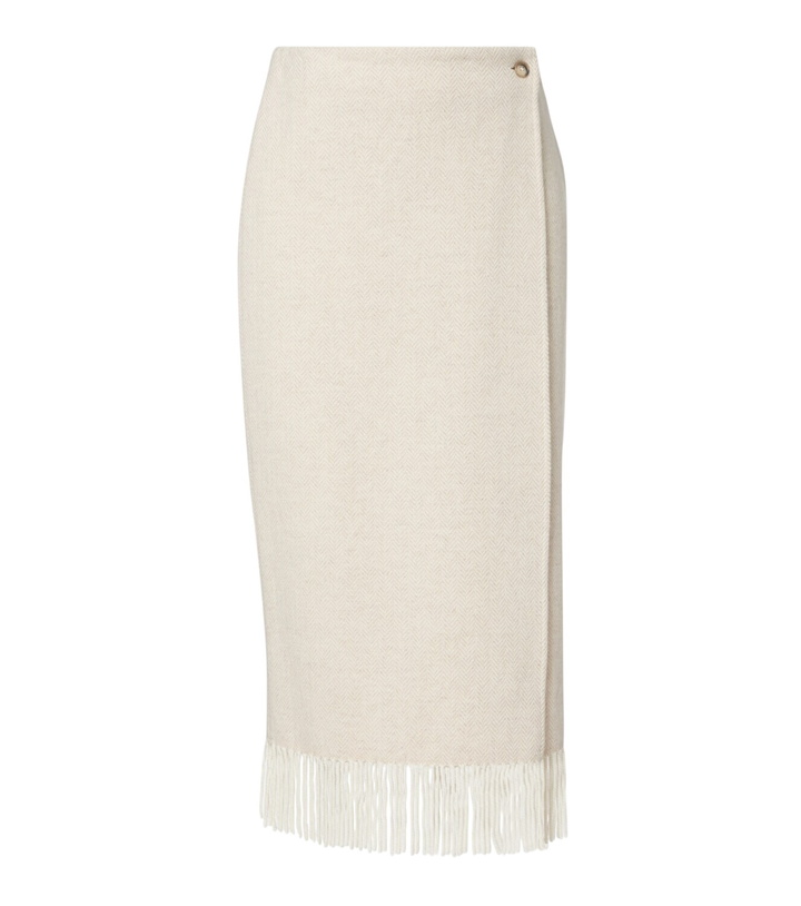 Photo: Polo Ralph Lauren Fringed herringbone wool-blend wrap skirt
