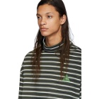 GR-Uniforma Green and White Striped Roll Turtleneck