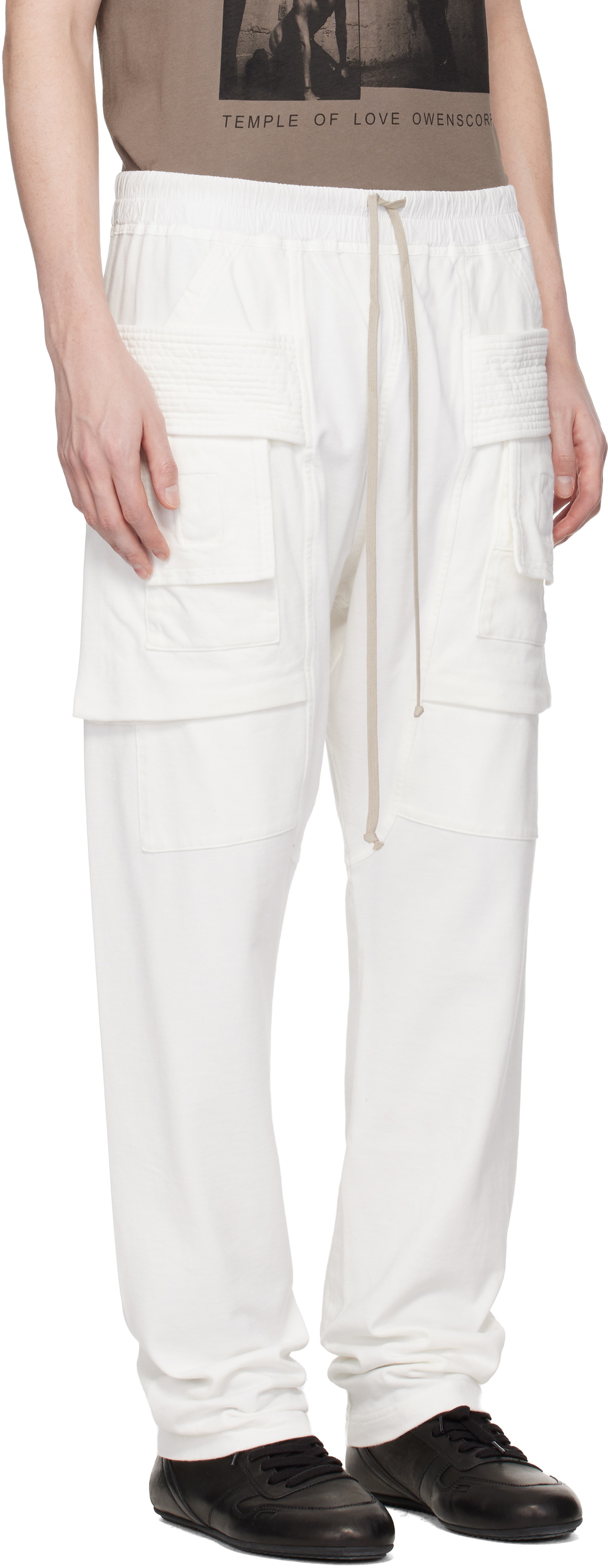 Rick Owens DRKSHDW Off-White Temple Creatch Drawstring Cargo Pants