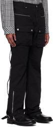 C2H4 Black Tulwar Cut Military Work Cargo Pants