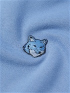 Maison Kitsuné - Logo-Appliquéd Cotton-Jersey Half-Zip Sweatshirt - Blue