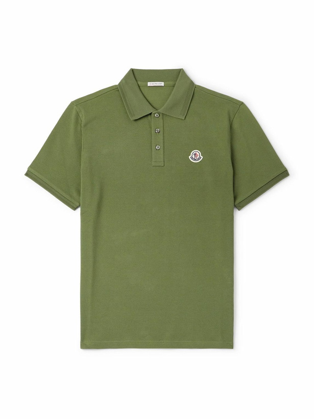 Photo: Moncler - Logo-Appliquéd Cotton-Piqué Polo Shirt - Green