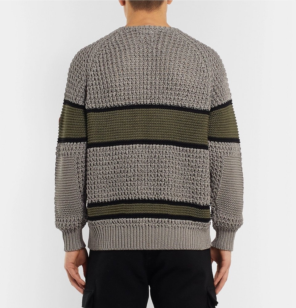 Cav Empt - Striped Waffle-Knit Cotton Sweater - Men - Gray Cav Empt