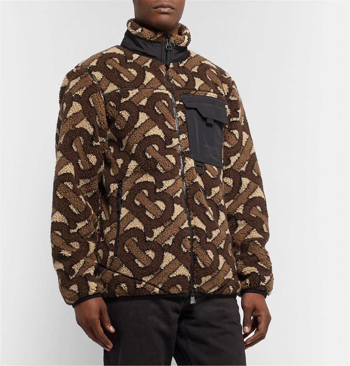 Burberry Monogram Jacquard Fleece Jacket in Brown for Men