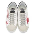 Golden Goose White and Red Flag Superstar Sneakers