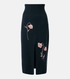Erdem Floral-appliqué knitted midi skirt