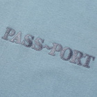 Pass~Port Men's Long Sleeve Official Embroidery T-Shirt in Stonewash Blue