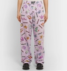 Vetements - Wide-Leg Printed Cotton-Poplin Trousers - Pink