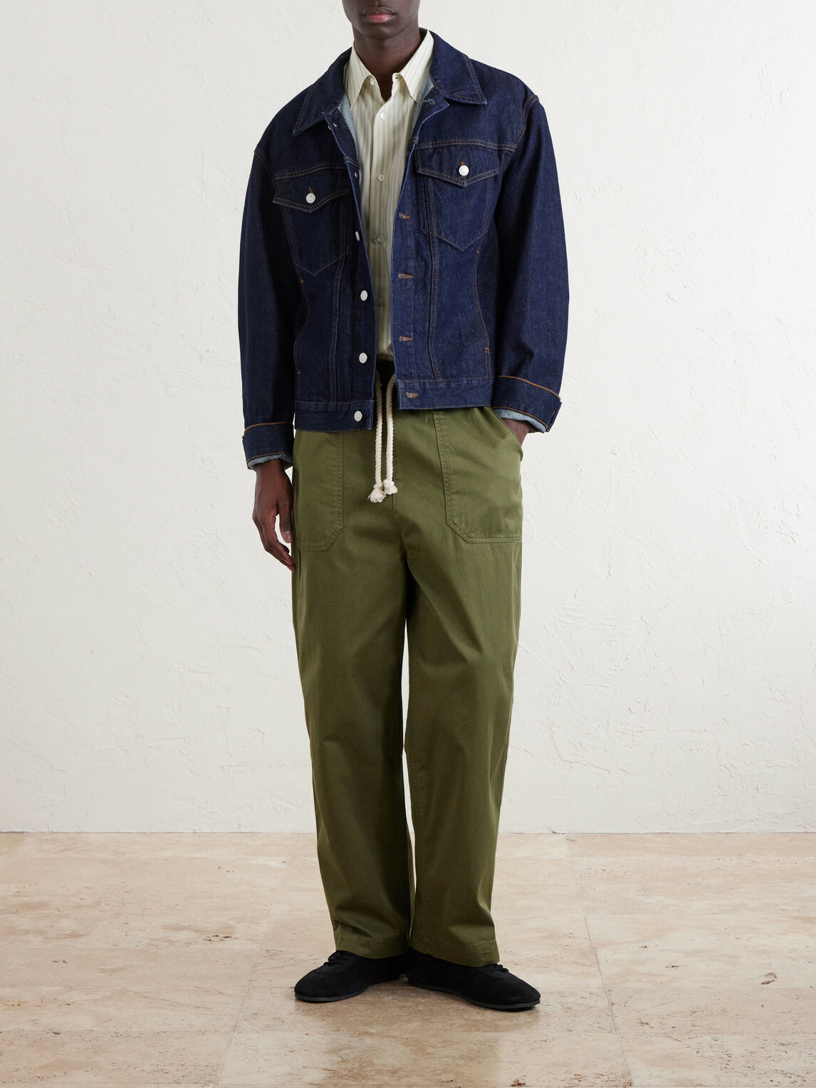 Officine Générale - Ferry Wide-Leg Cotton-Twill Drawstring Shorts - Green