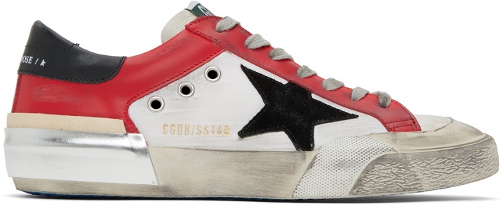 Photo: Golden Goose Red & White Super-Star Penstar Low-Top Sneakers