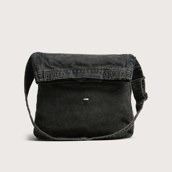 Photo: Our Legacy Men's Indigo Canvas Sling Bag in Deep Blue 