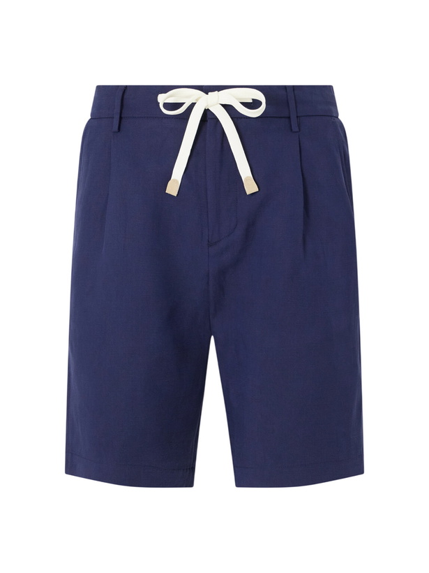 Photo: Eleventy - Wide-Leg Lyocell and Linen-Blend Twill Shorts - Blue