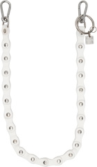 Guidi White Leather Keychain