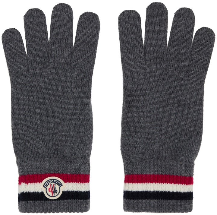 Photo: Moncler Gray Tricolor Knit Gloves