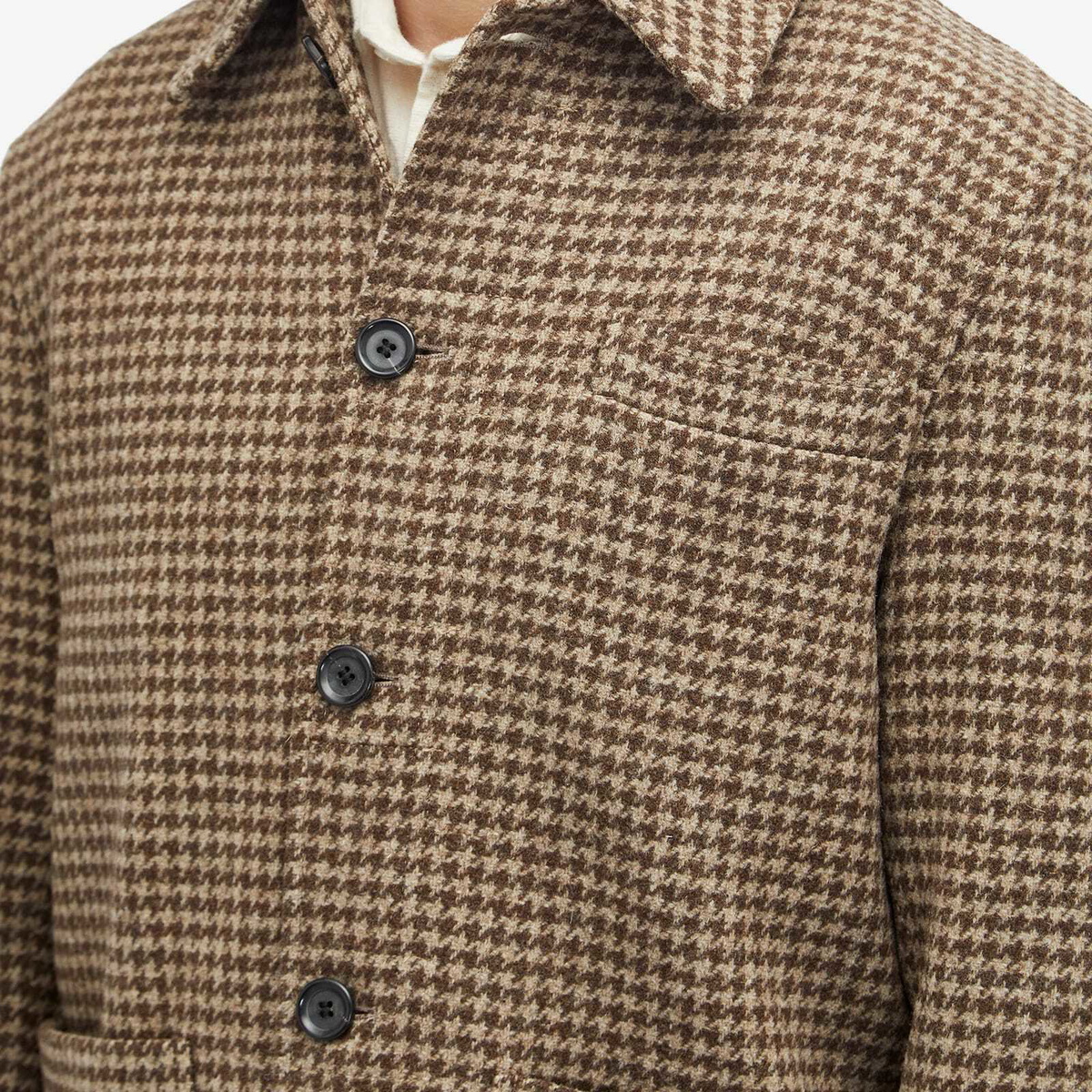 Oliver Spencer Men's Lambeth Field Jacket in Beige Houndstooth