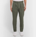 Officine Generale - Olive Tapered Pleated Washed Cotton-Twill Suit Trousers - Green