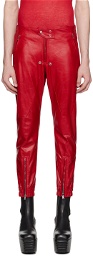 Rick Owens Red Luxor Leather Pants