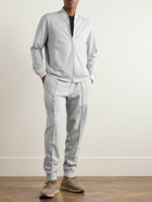 Brunello Cucinelli - Striped Cotton, Cashmere and Silk-Blend Zip-Up Sweatshirt - Gray