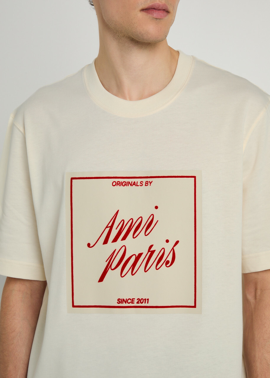 Ami Paris Logo-appliquéd Cotton T-shirt Off White