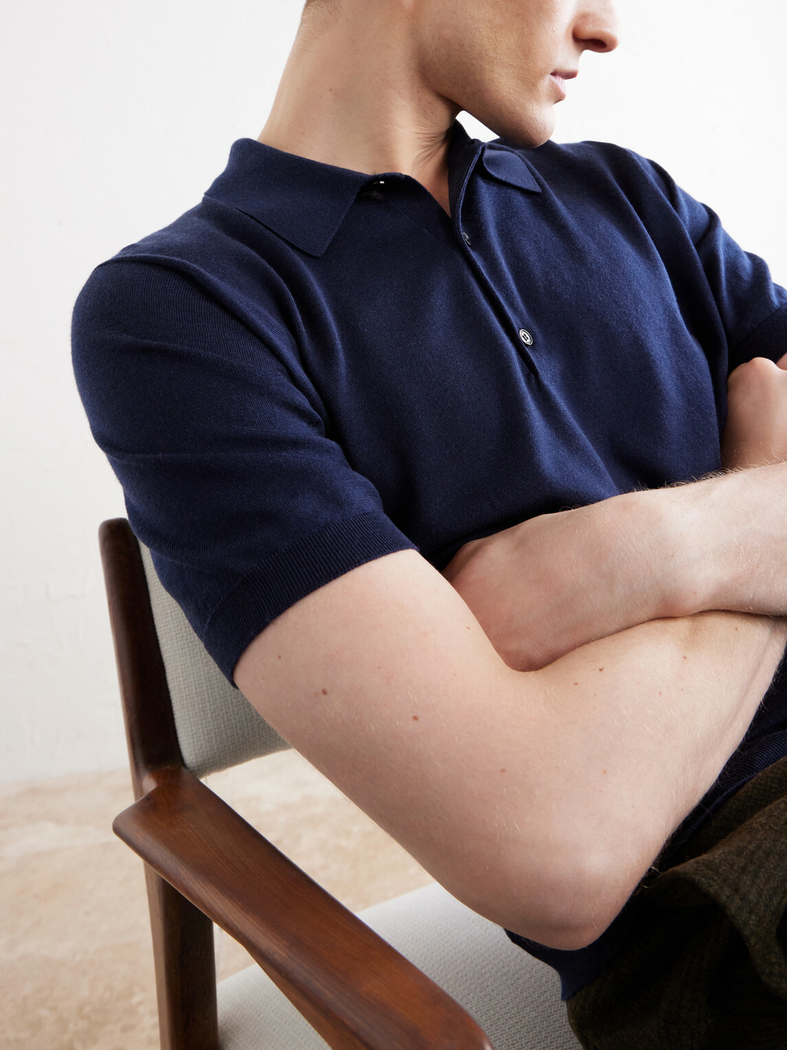 John Smedley - Macloud Knitted Merino Wool Polo Shirt - Blue