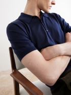 John Smedley - Macloud Knitted Merino Wool Polo Shirt - Blue